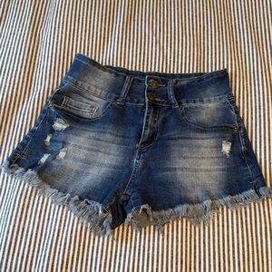 Denim Frayed Hem Women Shorts